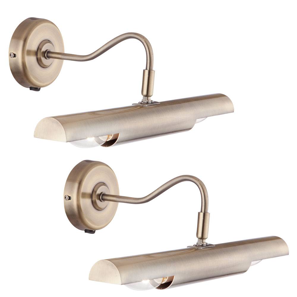 2er Set Wandlampe LED Bilderleuchte Wandhalterung Landhaus Stil Alt Messing Wandleuchte Wandstrahler