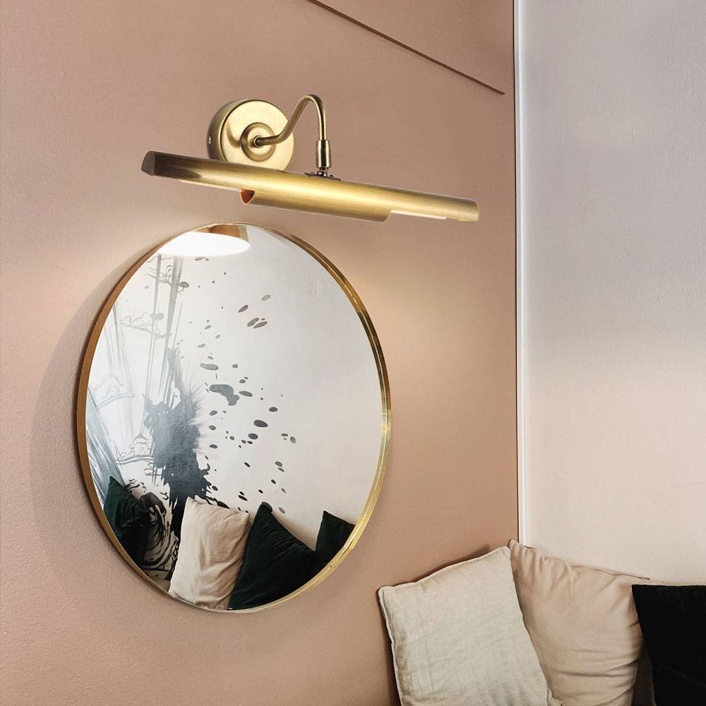 Wandlampe LED Bilderleuchte Wandhalterung Landhaus Stil Alt Messing Wandleuchte Wandstrahler, Flur Wohnzimmer Schlafzimmer