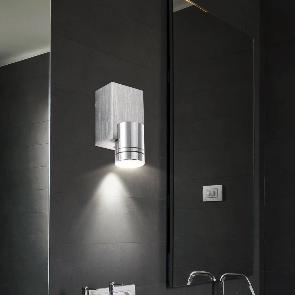 Wandleuchte Aluminium Wandlampe Modern Flurleuchte Wand, gebürstet, LED 1W 80Lm warmweiß, LxBxH 4,5 x 4 x 8,3 cm