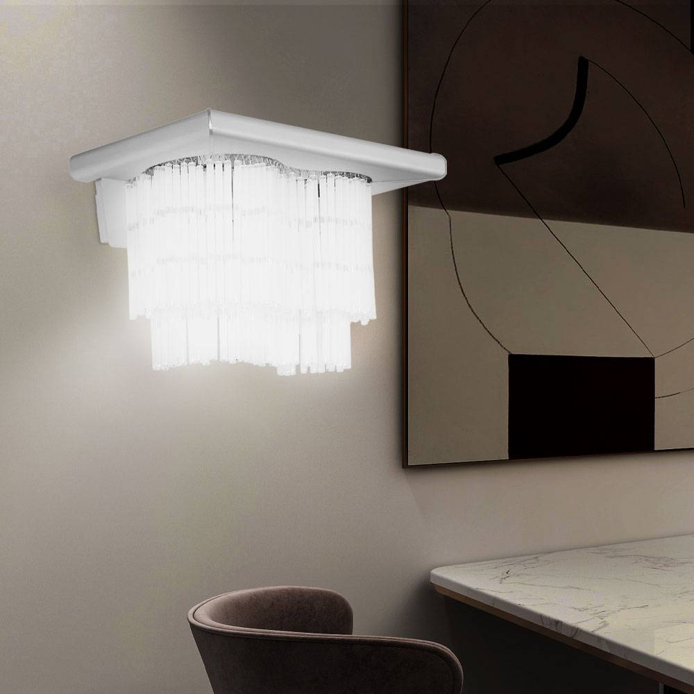 LED Wandlampe dimmbar Flurlampe Wandleuchte Wohnzimmerlampe Glasstäbe satiniert, RGB Farbwechsel App-Steuerung, Aluminium, 2x 8,5W 806lm warmweiß-k