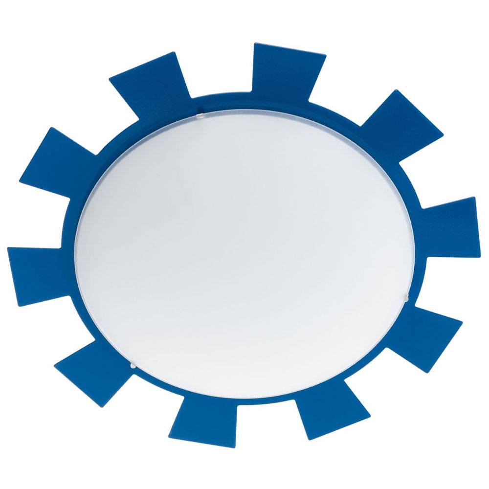 Wandleuchte Kinderzimmer Kinderlampe Glas Deckenleuchte Kinderleuchte blau, Sonne, Stahl, weiß satiniert, 1x LED 3,7W 320Lm warmweiß, DxH 35x8 cm