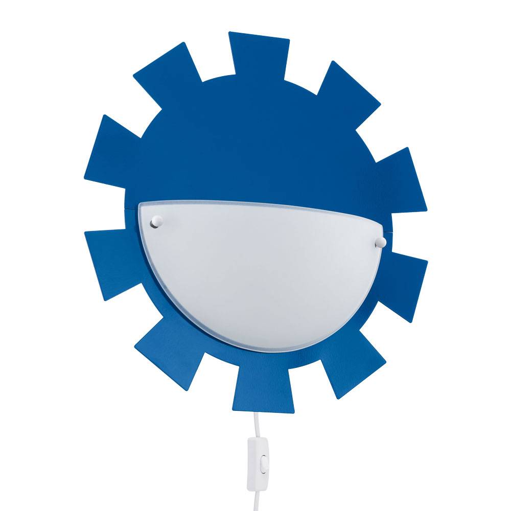 Kinderzimmerleuchte Spielzimmerlampe Wandleuchte Wandlampe Kinderleuchte, Fernbedienung dimmbar Memory Stahl Glas weiß blau, 1x RGB LED 3,5W 200Lm
