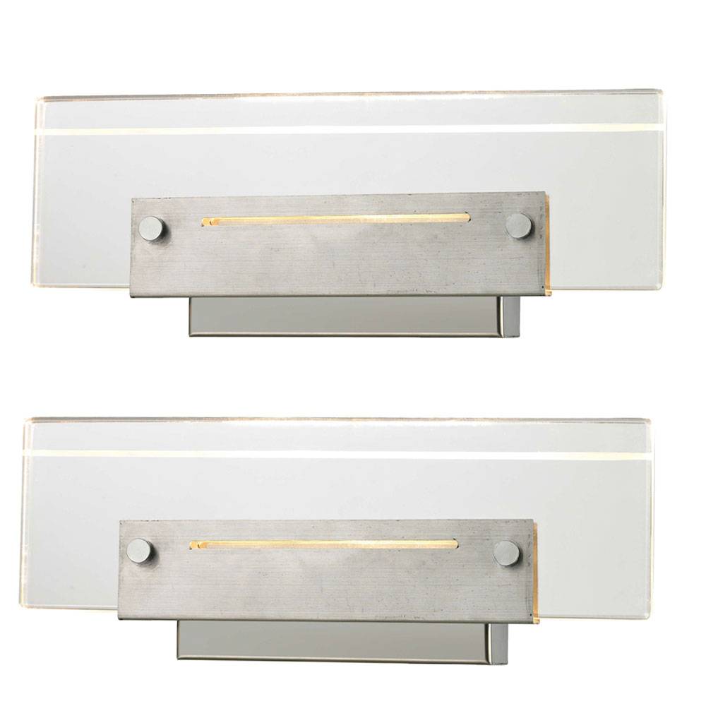 Wandleuchte Chrom Schlafzimmer Wohnzimmerleuchte LED Wandlampe Modern, mit Schalter, Acryl klar, 2x 3W 300lm warmweiß, LxBxH 26x11x5,5 cm, 2er Set