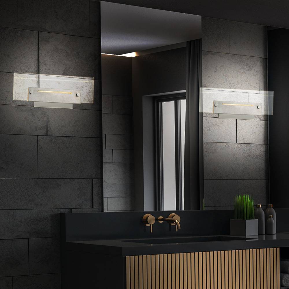 Wandleuchte Chrom Schlafzimmer Wohnzimmerleuchte LED Wandlampe Modern, mit Schalter, Acryl klar, 2x 3W 300lm warmweiß, LxBxH 26x11x5,5 cm, 2er Set