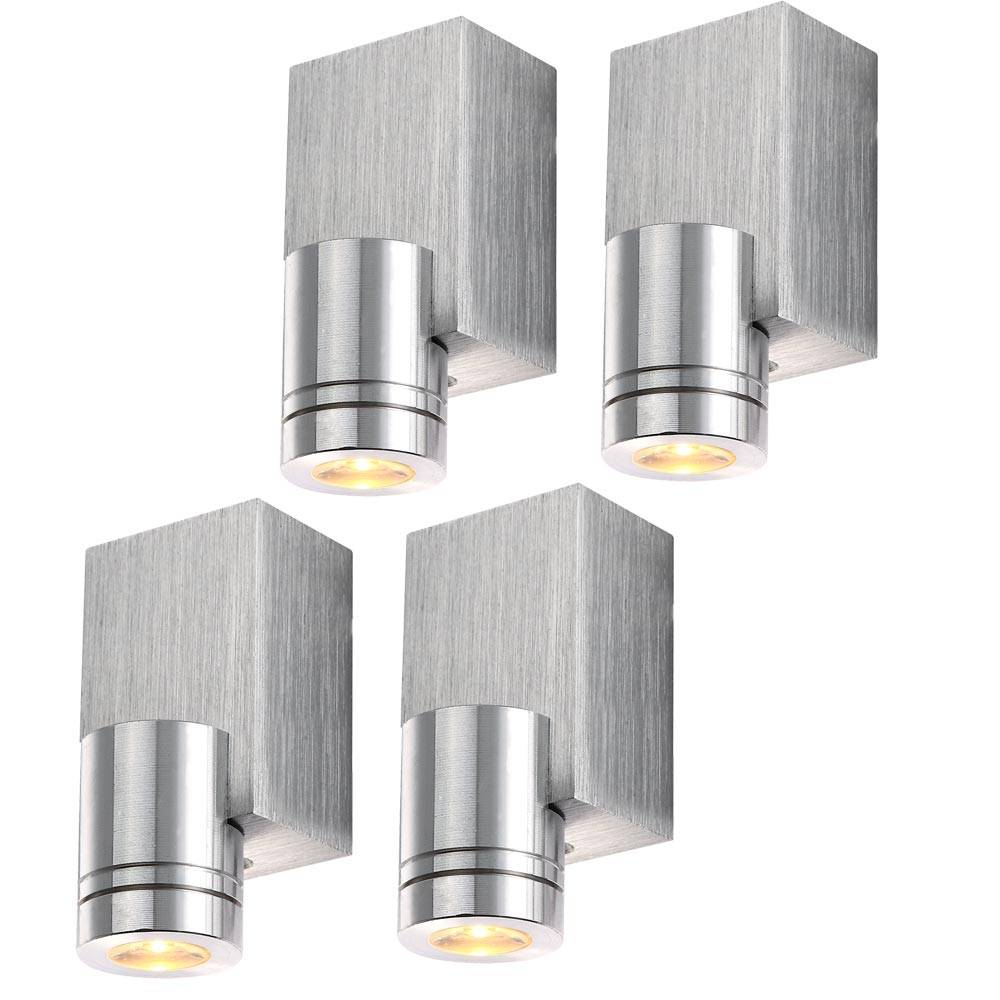 4er Set LED Wand Spot Strahler Wohn Ess Zimmer Beleuchtung ALU Spot Leuchte gebürstet
