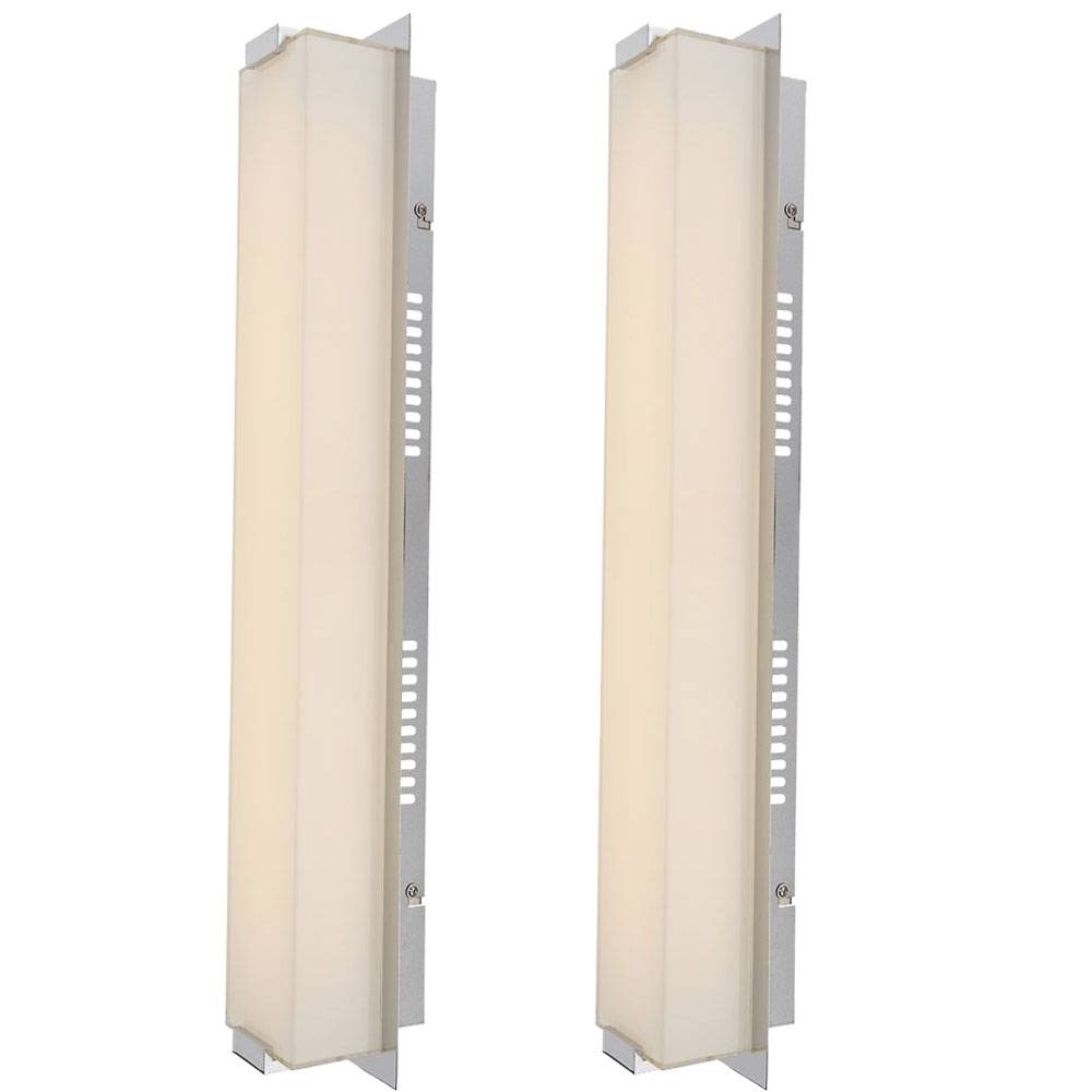 Wandlampe Wohnzimmerleuchte Esszimmerlampe Wandleuchte Schlafzimmerlampe Flurleuchte, Chrom Glas satiniert, LED 15W 1160Lm 3200K warmweiß, L 61 cm