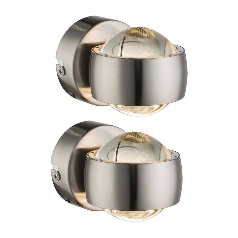 2er Set LED Wand Beleuchtungen UP DOWN Strahler Glas Kugel Lampen Leuchten