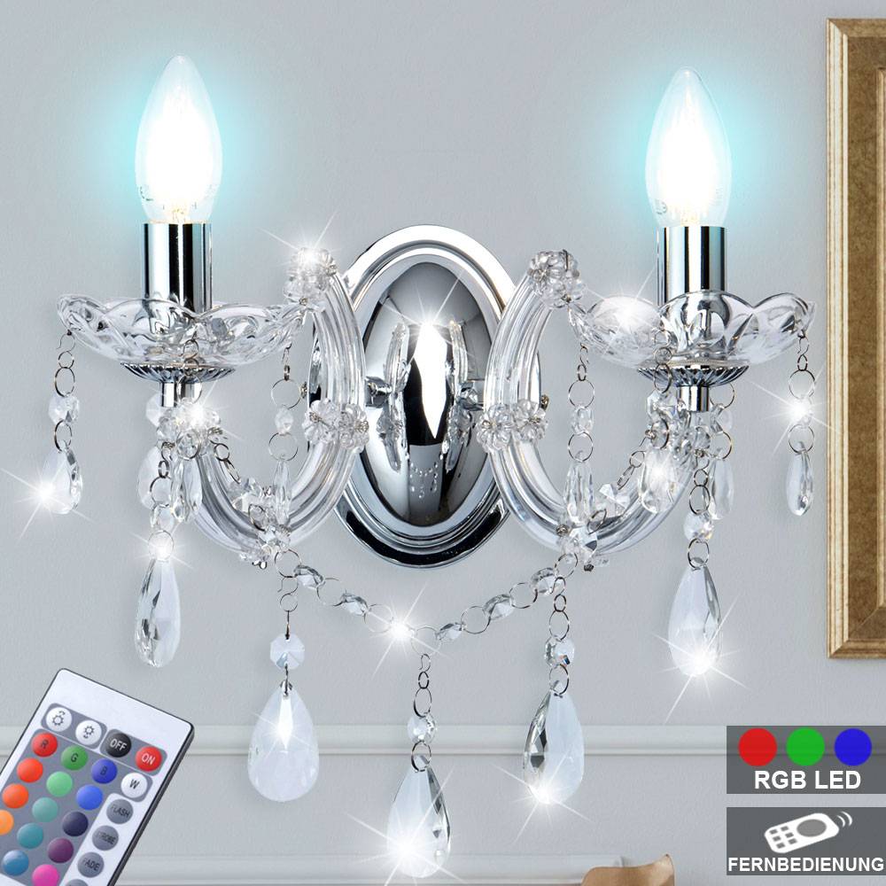 RGB LED Retro Wand Kronleuchter Glaskristall Wandlampe Flur Treppenhaus Wohnzimmer Wandleuchte dimmbar mit Fernbedienung