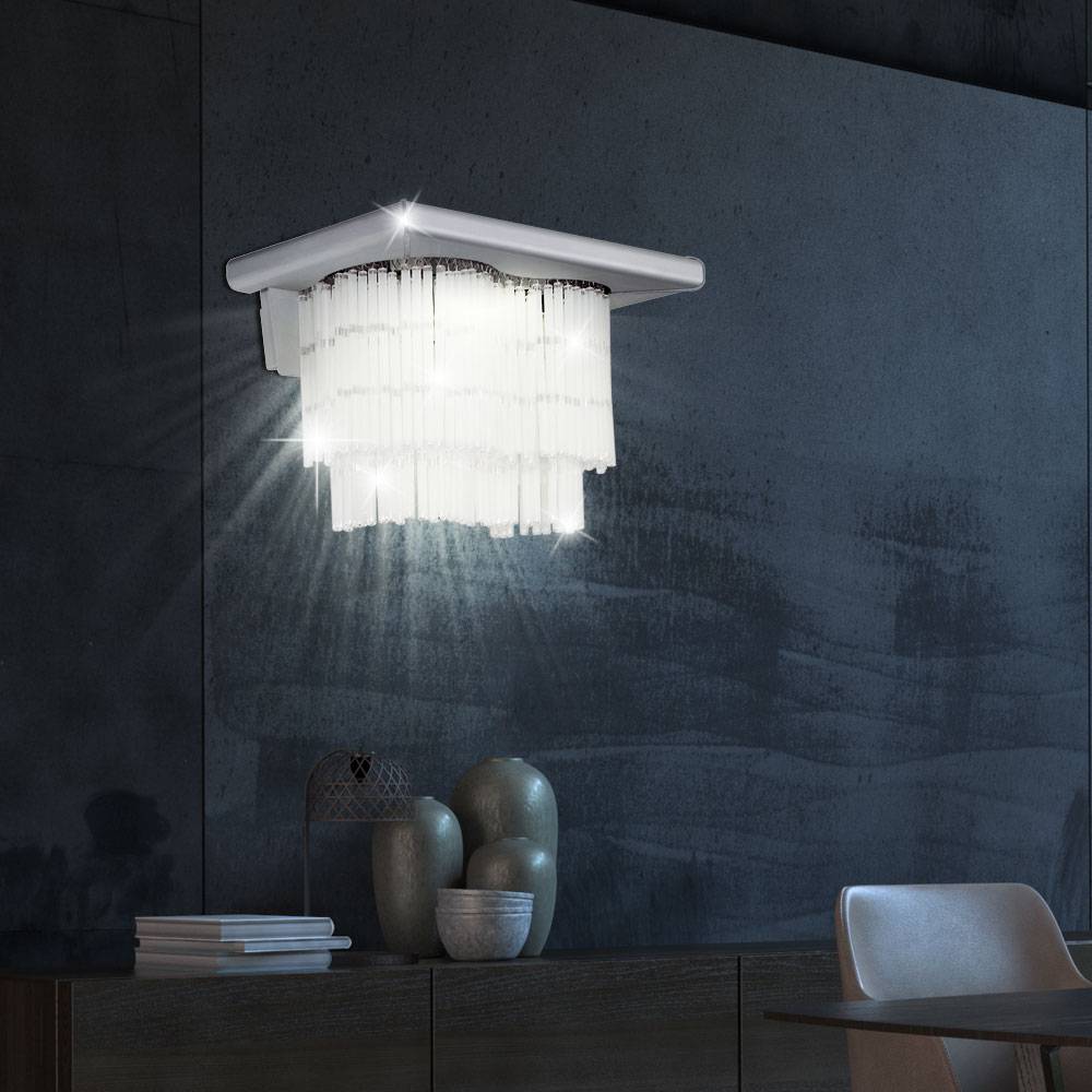 LED Wandlampe dimmbar Flurlampe Wandleuchte Wohnzimmerlampe Glasstäbe satiniert, RGB Farbwechsel App-Steuerung, Aluminium, 2x 8,5W 806lm warmweiß-k