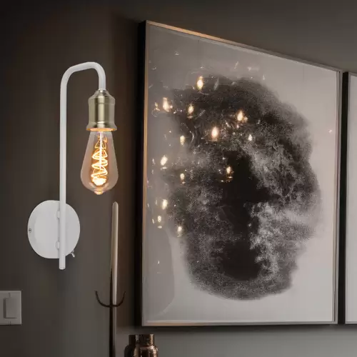 Wandlampe weiß messing Retro LED Wandleuchte Leselampe Schlafzimmerlampe, 7W 720lm warmweiß, BxH 10,5 x36 cm Wandlampe weiß messing Retro LED Wandleuchte Leselampe Schlafzimmerlampe, 7W 720lm warmweiß, BxH 10,5 x36 cm