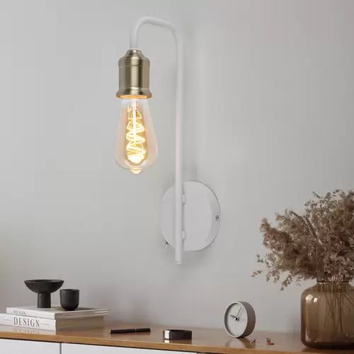 Wandlampe weiß messing Retro LED Wandleuchte Leselampe Schlafzimmerlampe, 7W 720lm warmweiß, BxH 10,5 x36 cm Wandlampe weiß messing Retro LED Wandleuchte Leselampe Schlafzimmerlampe, 7W 720lm warmweiß, BxH 10,5 x36 cm