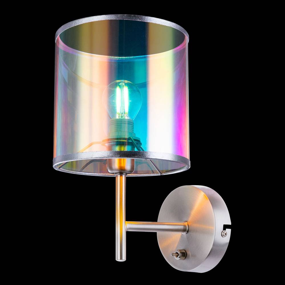 Wandleuchte Wandlampe Flurleuchte Wohnzimmerlampe, Schalter, Metall Kunstestoff, Nickel matt multicolour, BxHxT 15 x 26 x 19 cm