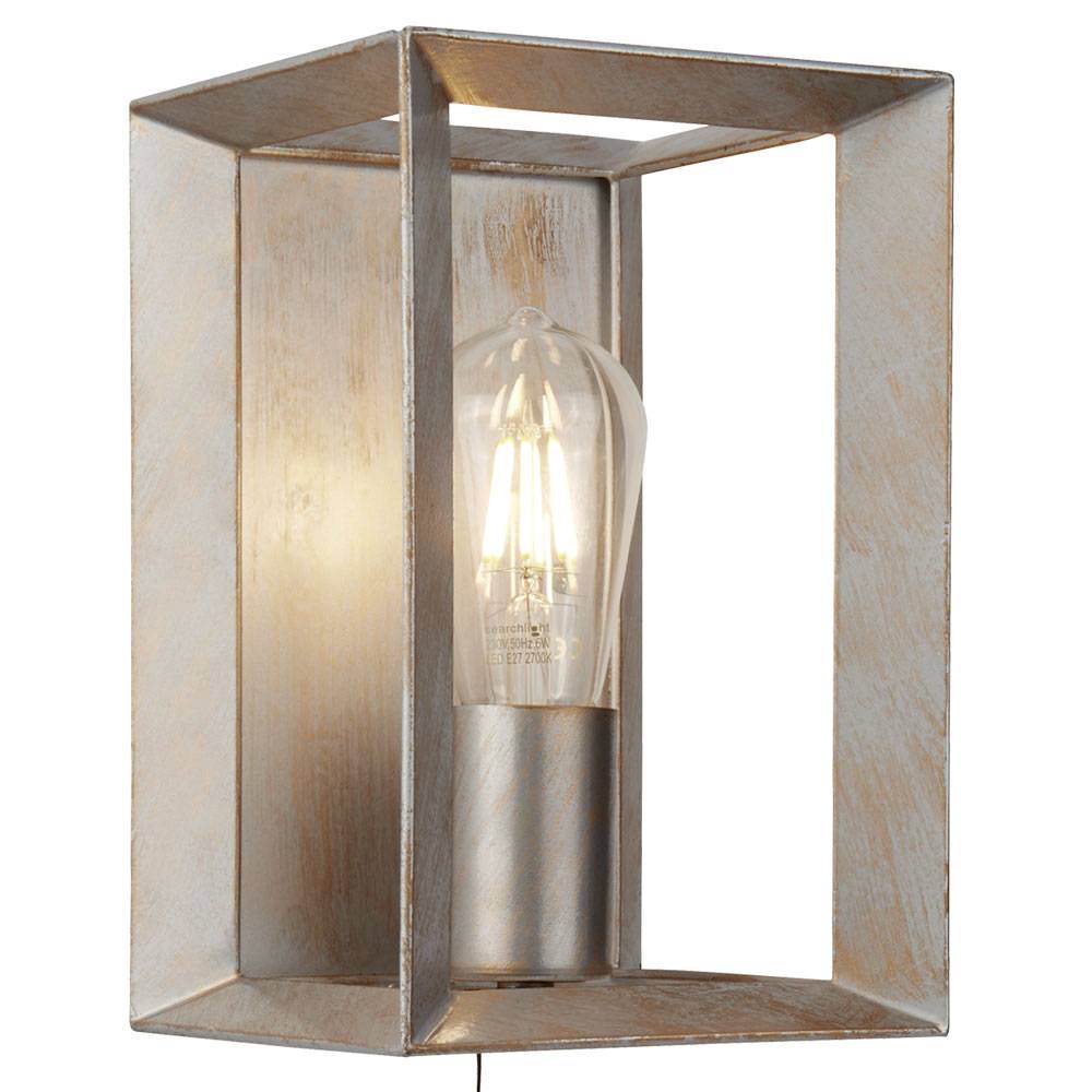 Industrie Stil Wand Leuchte Wohn Zimmer Flur Lampe silber gold gebürstet