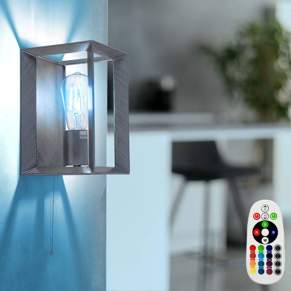 Industrie Design Wand Lampe Fernbedienung Dimmbar silber gold im Set inkl. RGB LED Leuchtmittel