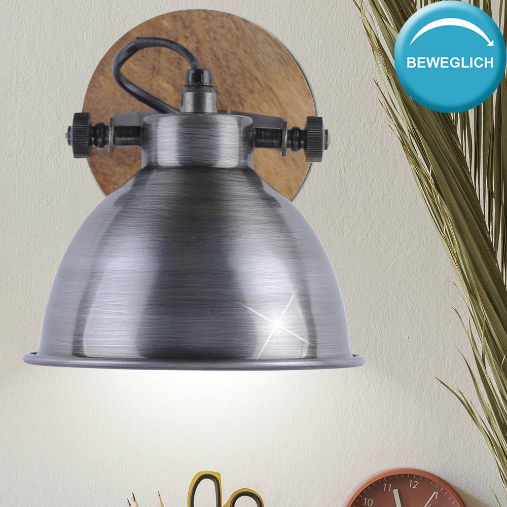 Vintage Wand Strahler Leuchte Holz Wohn Zimmer Retro Spot Lampe schwenkbar LeuchtenDirekt