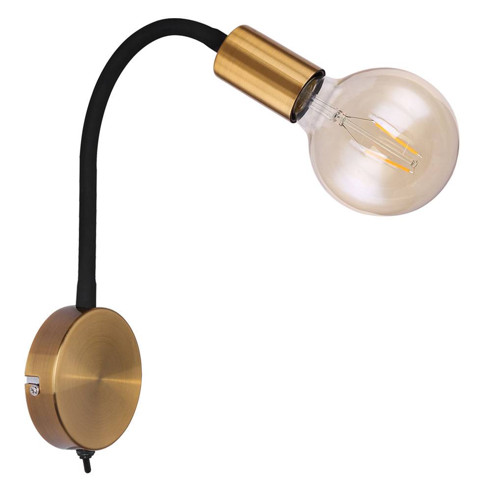 Vintage Wand Leuchte gold schwarz Eddison Lampe beweglich Strahler