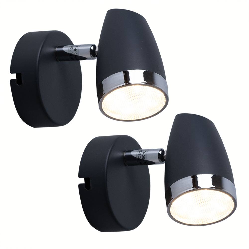 2x LED Wand Spot Leuchten Wohn Zimmer Strahler Dielen Chrom Lampen verstellbar