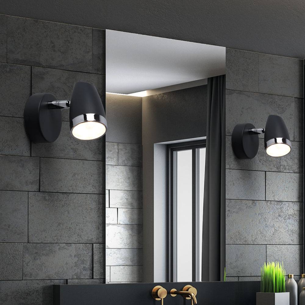2x LED Wand Spot Leuchten Wohn Zimmer Strahler Dielen Chrom Lampen verstellbar