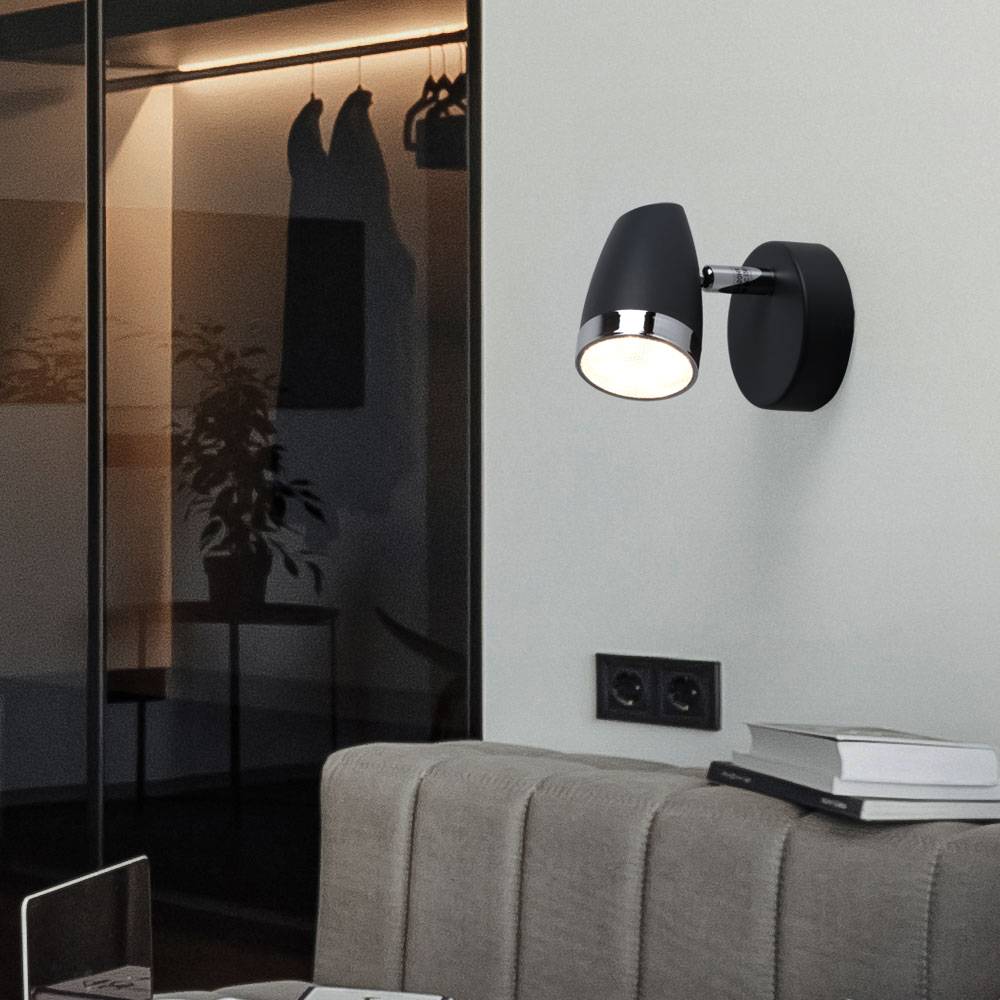 2x LED Wand Spot Leuchten Wohn Zimmer Strahler Dielen Chrom Lampen verstellbar