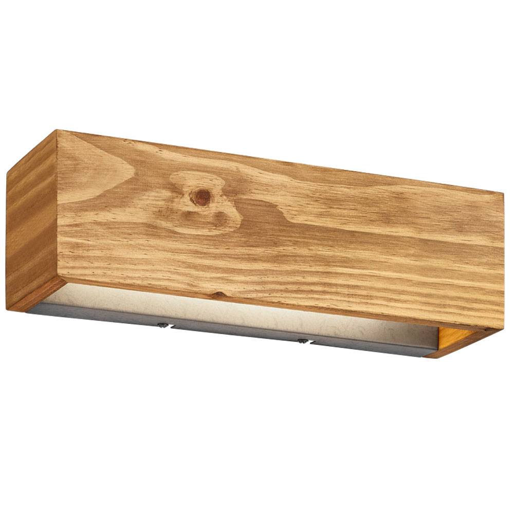 Wandleuchte dimmbar Holz Wohnzimmerleuchte Schlafzimmerlampe Wandlampe Flurlampe, Switch Dimmer, 1x LED 13W 1500Lm warmweiß, LxB 37x11 cm