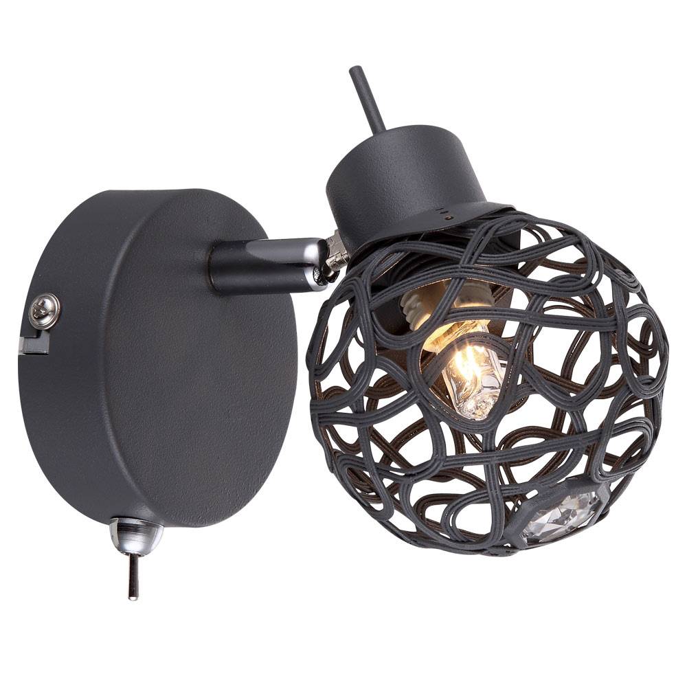 Kristall Wand Lampe Alu Geflecht Strahler Wohn Zimmer Spot schwenkbar im Set inkl. LED Leuchtmittel
