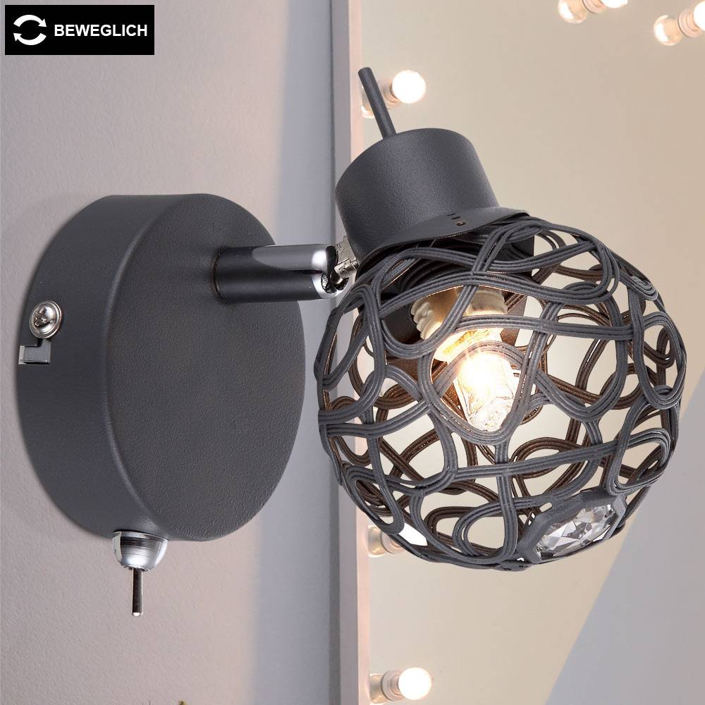 Kristall Wand Lampe Alu Geflecht Strahler Wohn Zimmer Spot schwenkbar im Set inkl. LED Leuchtmittel