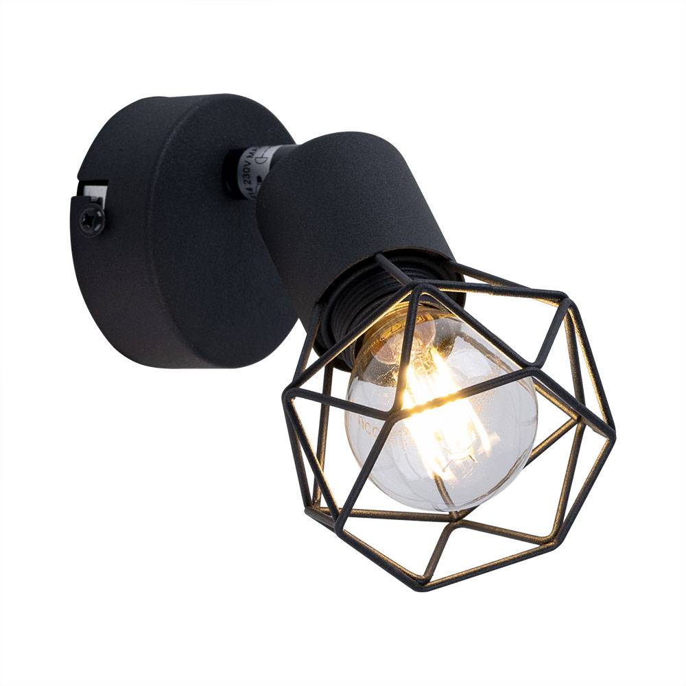 Wand Spot Leuchte Fernbedienung Strahler Käfig Gitter Lampe dimmbar schwarz verstellbar im Set inkl. RGB LED Leuchtmittel