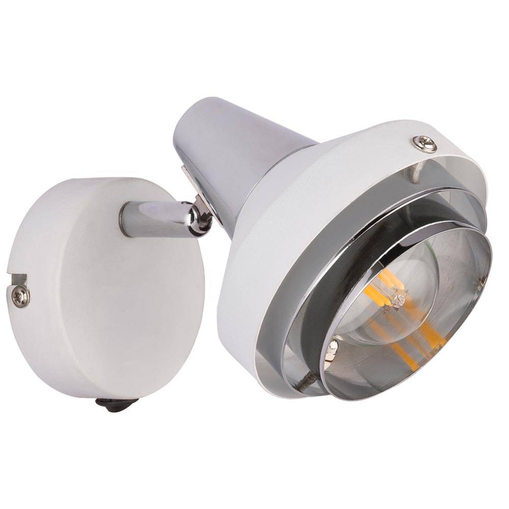 Wandlampe Wandleuchte Spotlampe Spotstrahler Flurleuchte, Spot beweglich Schalter, Metall Chrom, E14 Fassung, BxHxÜ 10x11,5x15cm