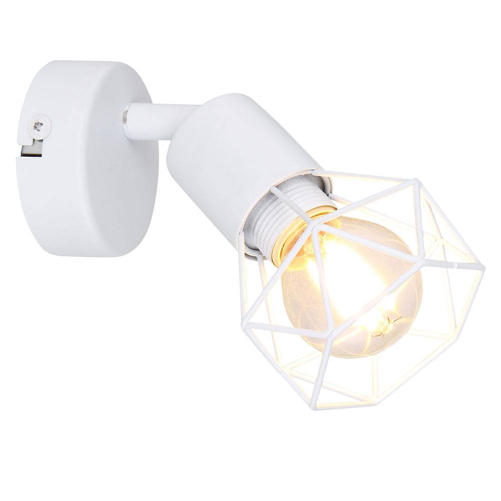 Wand Spot Leuchte Wohn Zimmer Beleuchtung Strahler Käfig Gitter Lampe weiß verstellbar