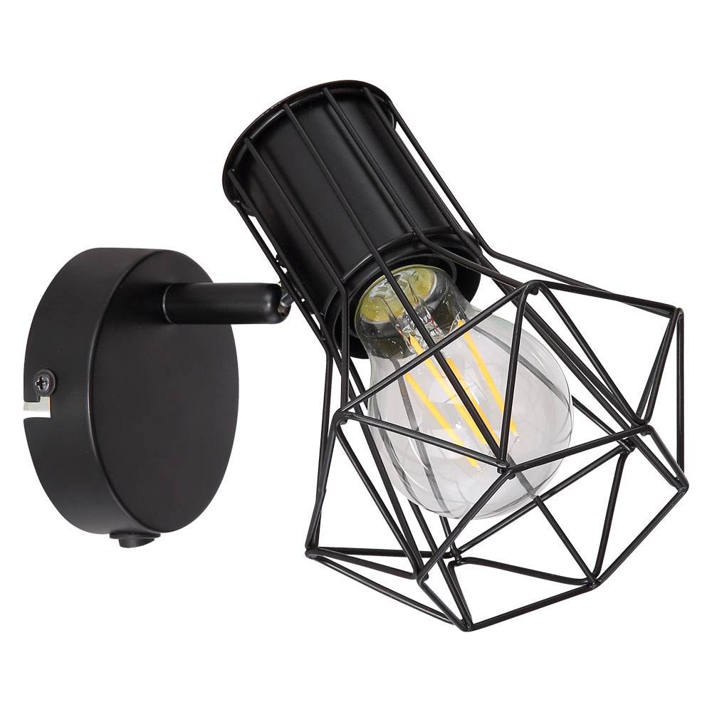 Wand Spot Lampe Käfig Spot Wohn Zimmer Leuchte Strahler verstellbar schwarz
