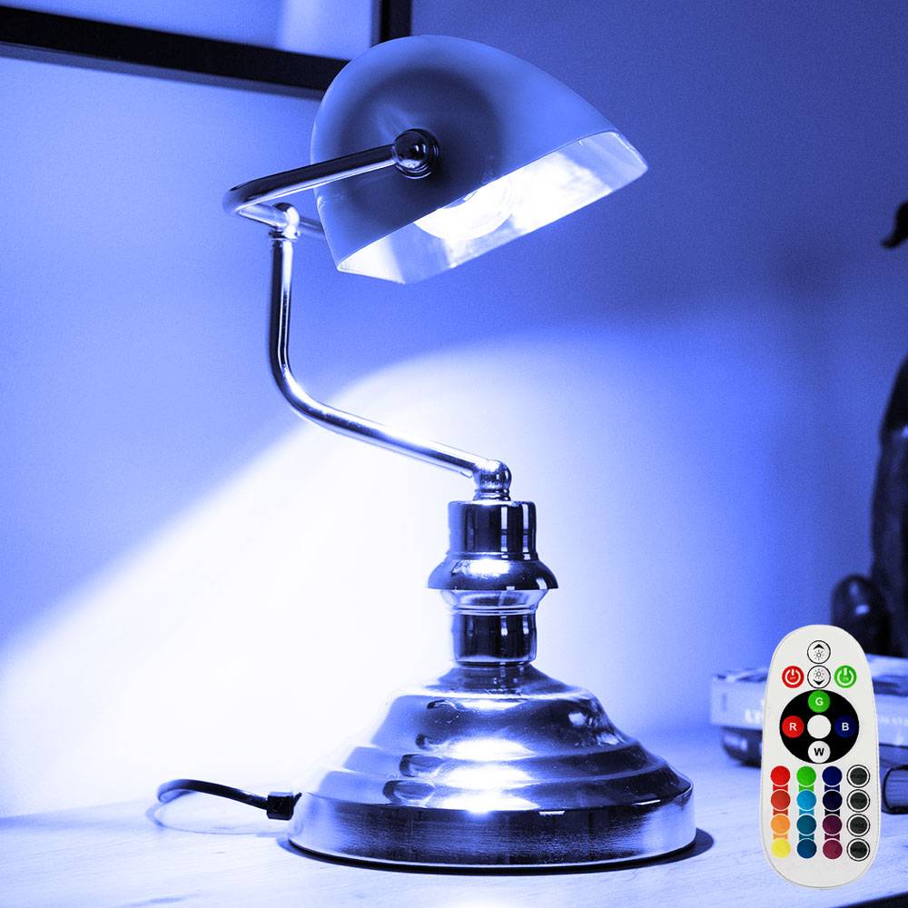 Tisch Leuchte Fernbedienung Banker Lampe grün Retro Beleuchtung dimmbar im Set inklusive RGB LED Leuchtmittel