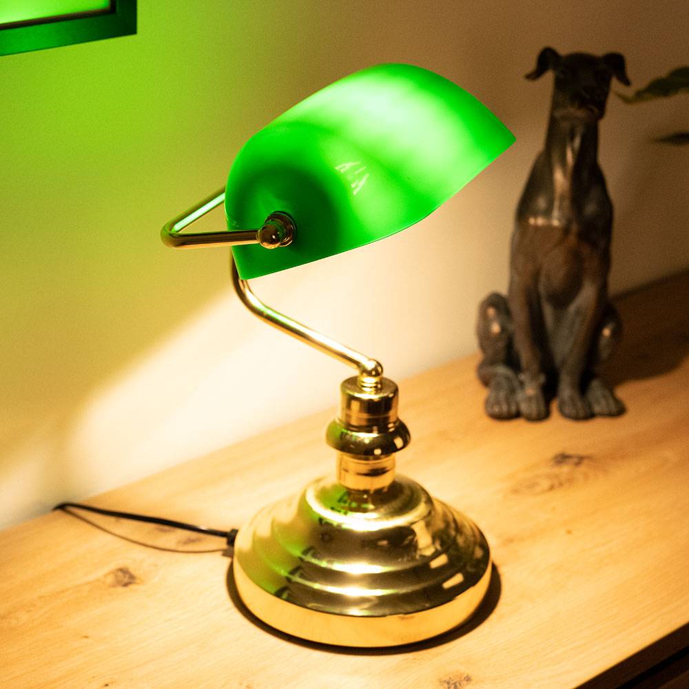 Tisch Leuchte Fernbedienung Banker Lampe grün Retro Beleuchtung dimmbar im Set inklusive RGB LED Leuchtmittel
