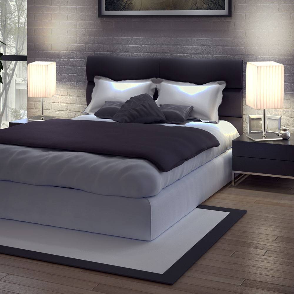 2er Set Tischleuchten schaltbar Nachttischleuchten Textilschirm weiß, 1x E14 max. 40 Watt, LxBxH 10x10x26cm, Wohnzimmer Schlafzimmer