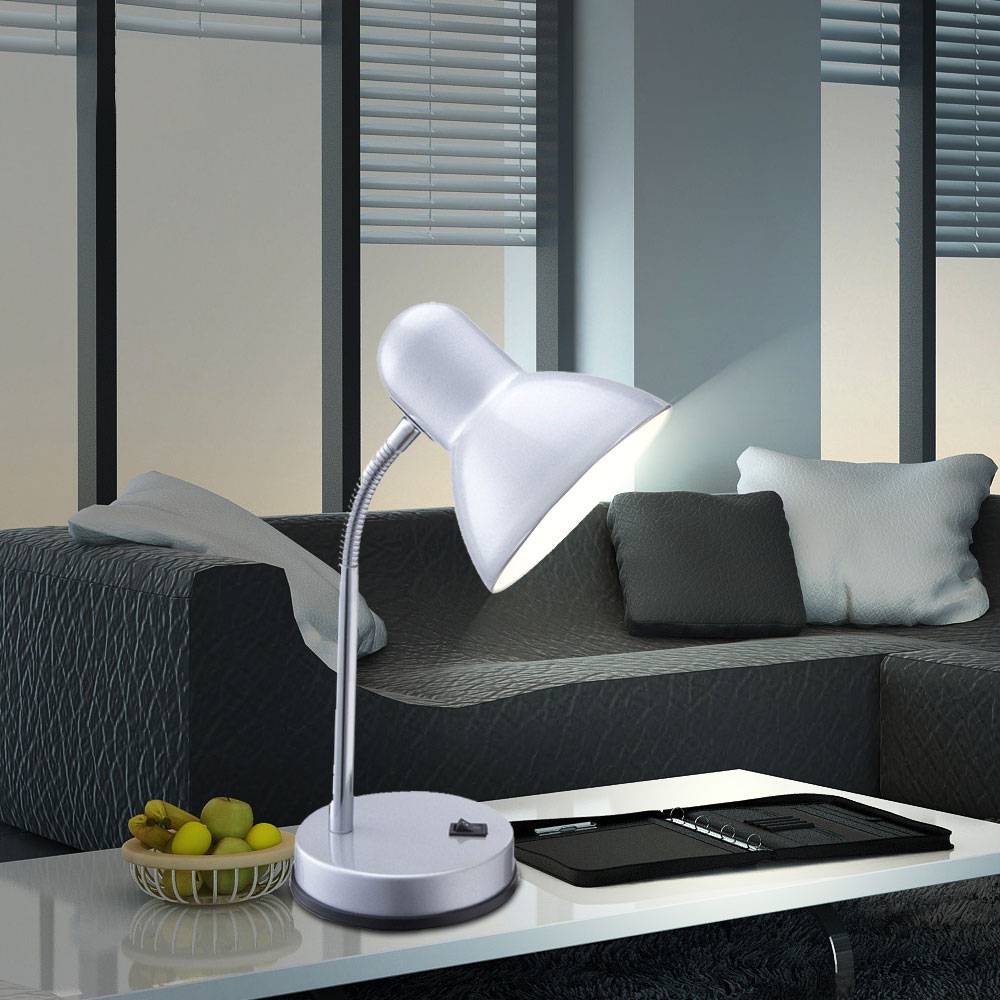 Praktische Tischleuchte Metall Kunststoff silber - BASIC