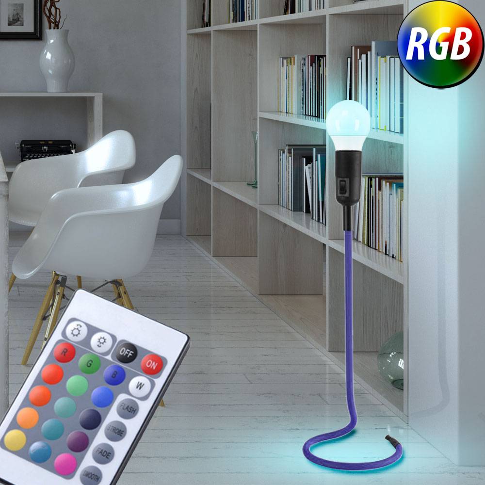 Retro Tisch Strahler Schlaf Zimmer Fernbedienung Stoff Dimmer Lampe im Set inkl RGB LED Leuchtmittel