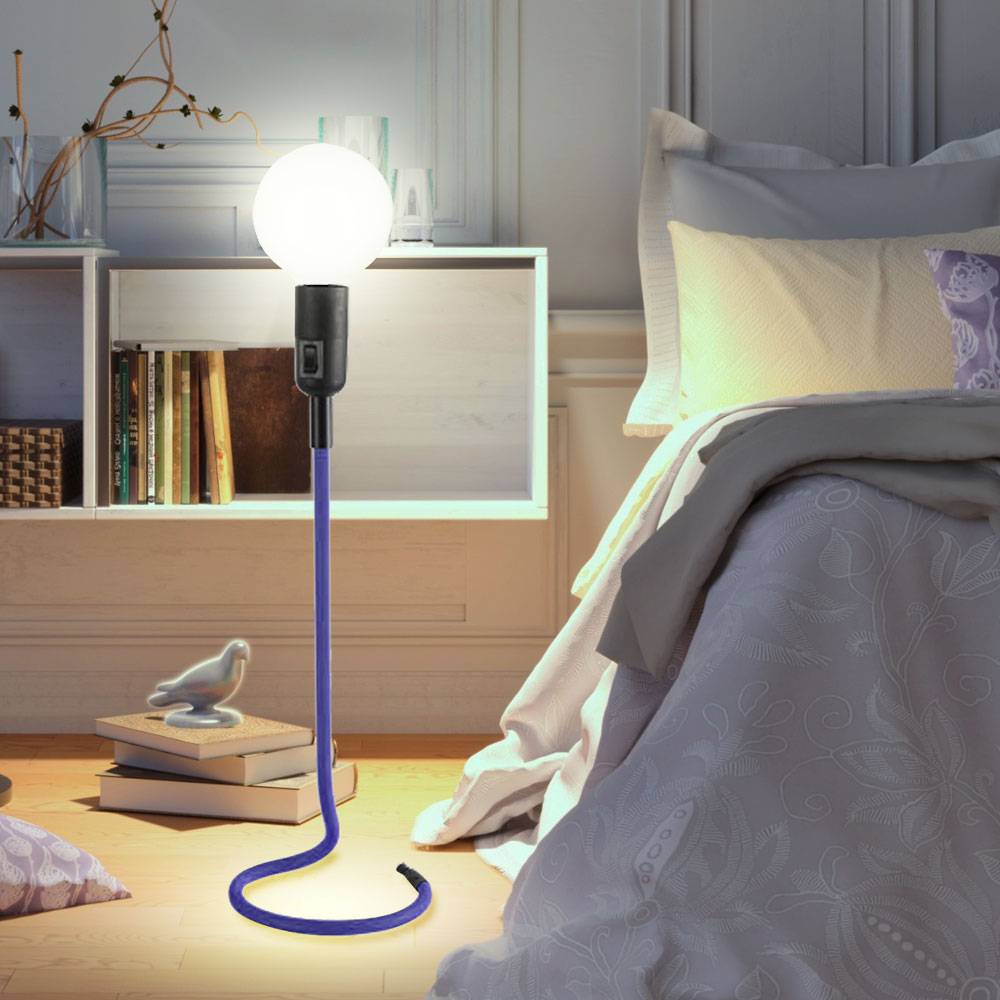 Retro Tisch Strahler Schlaf Zimmer Fernbedienung Stoff Dimmer Lampe im Set inkl RGB LED Leuchtmittel