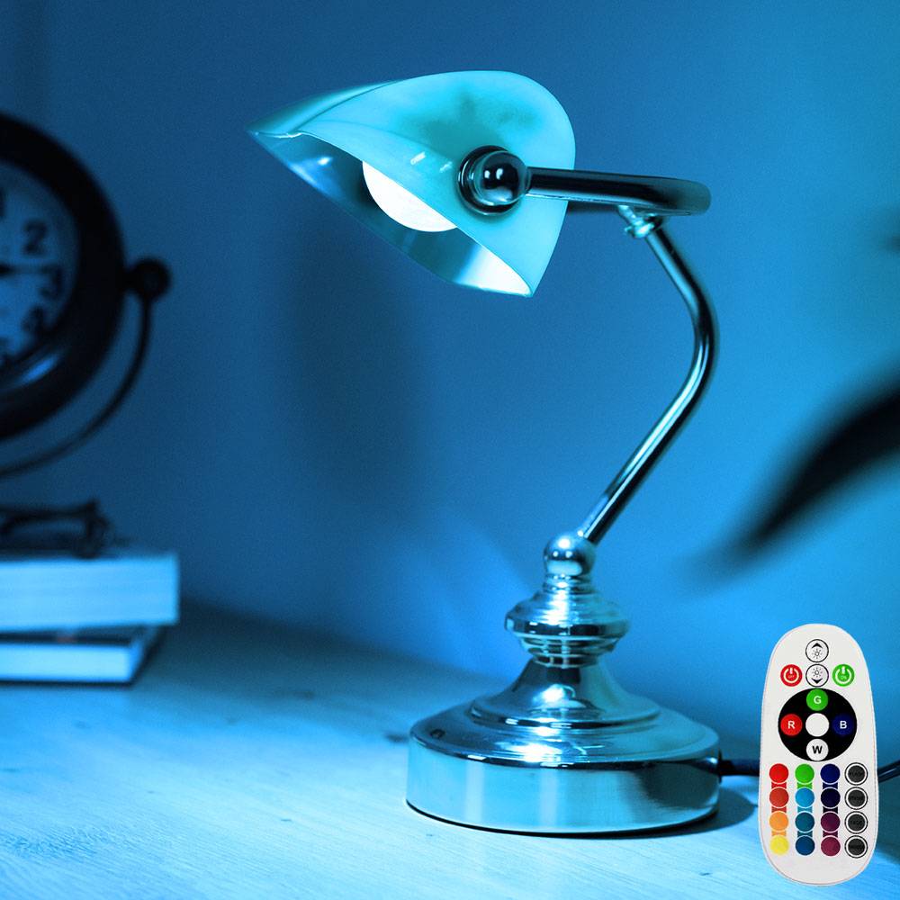 RETRO Tisch Lampe Banker Flur Strahler Nacht Licht DIMMBAR im Set inkl. RGB LED Leuchtmittel