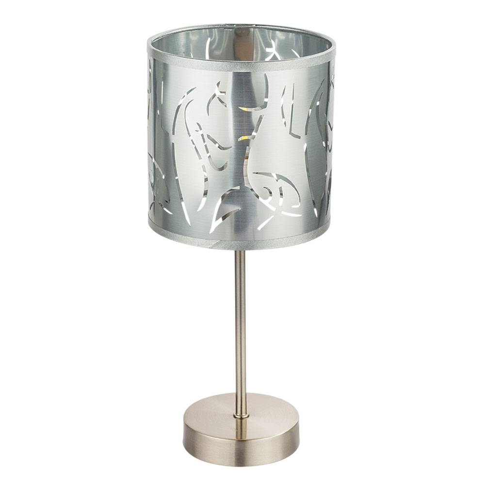 Design Tisch Leuchte Schlaf Gäste Zimmer Stanzung Lese Nacht Licht Lampe silber