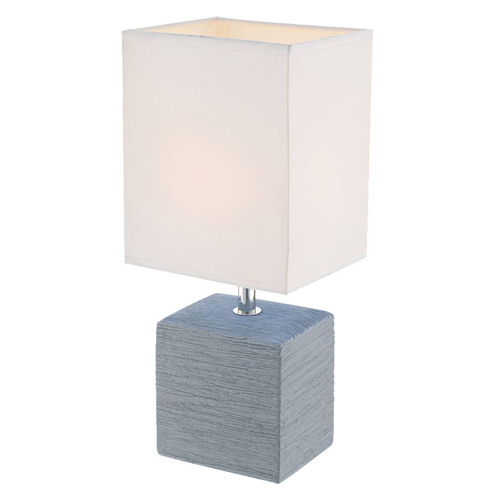 Dekorative Tischleuchte Keramik grau Stoffschirm weiß GERI