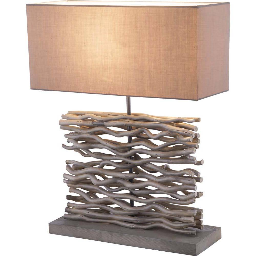 Schreib Nacht Tisch Lampe Wohn Ess Schlaf Zimmer Beistell Leuchte Textil Holz Strahler im Set inkl. LED Leuchtmittel