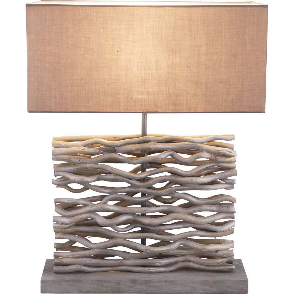 Design Schreib Tisch Lampe Schlaf Gäste Zimmer Beistell Leuchte Textil Holz Strahler