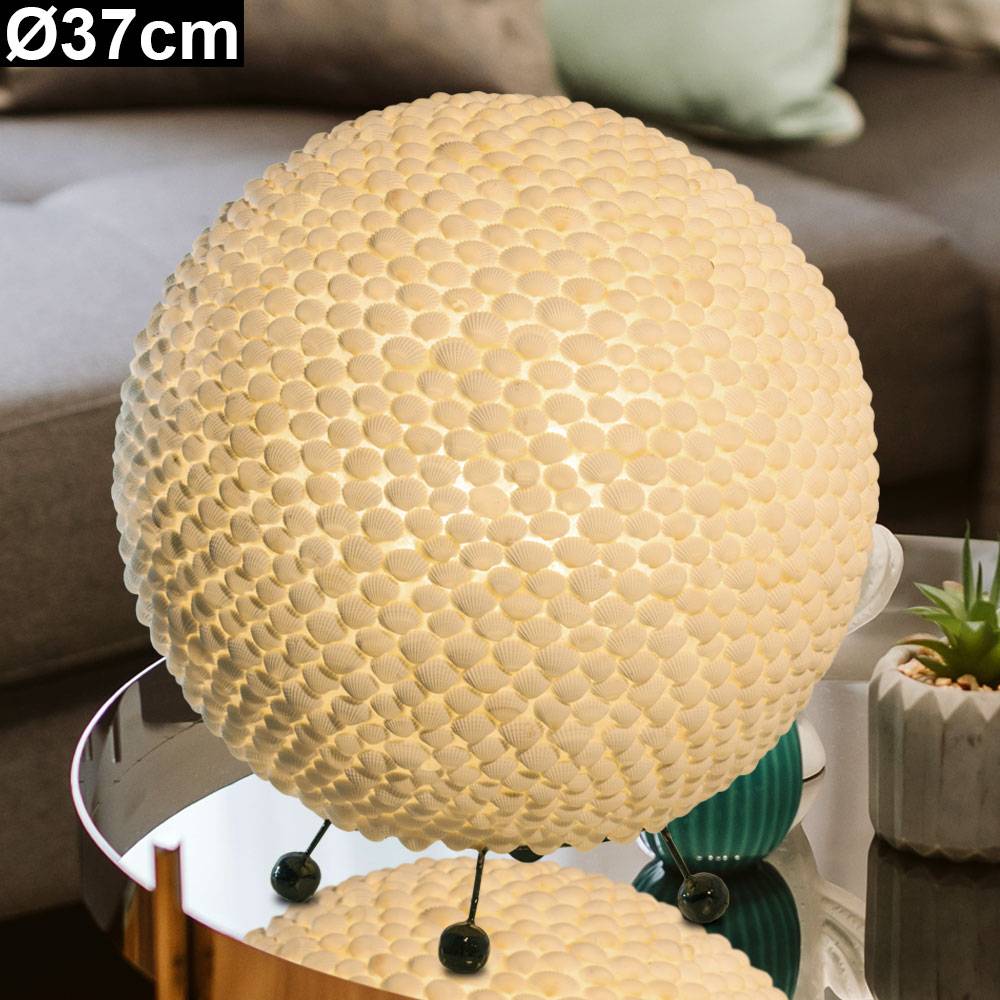 Tisch Kugel Leuchte Muschel Fernbedienung Strahler Lampe rund Dimmer im Set inkl RGB LED Leuchtmittel