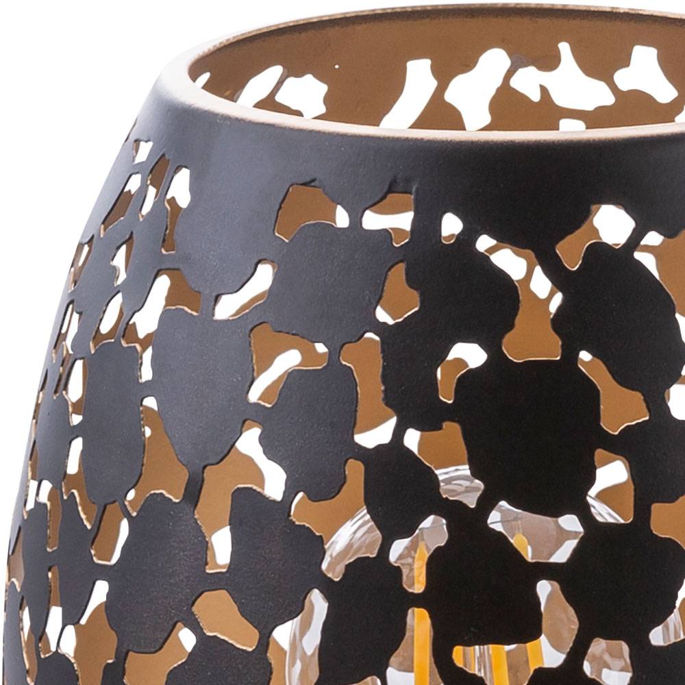 Nacht Schreib Tisch Leuchte schwarz gold Dekor Stanzungen Design Lese Lampe