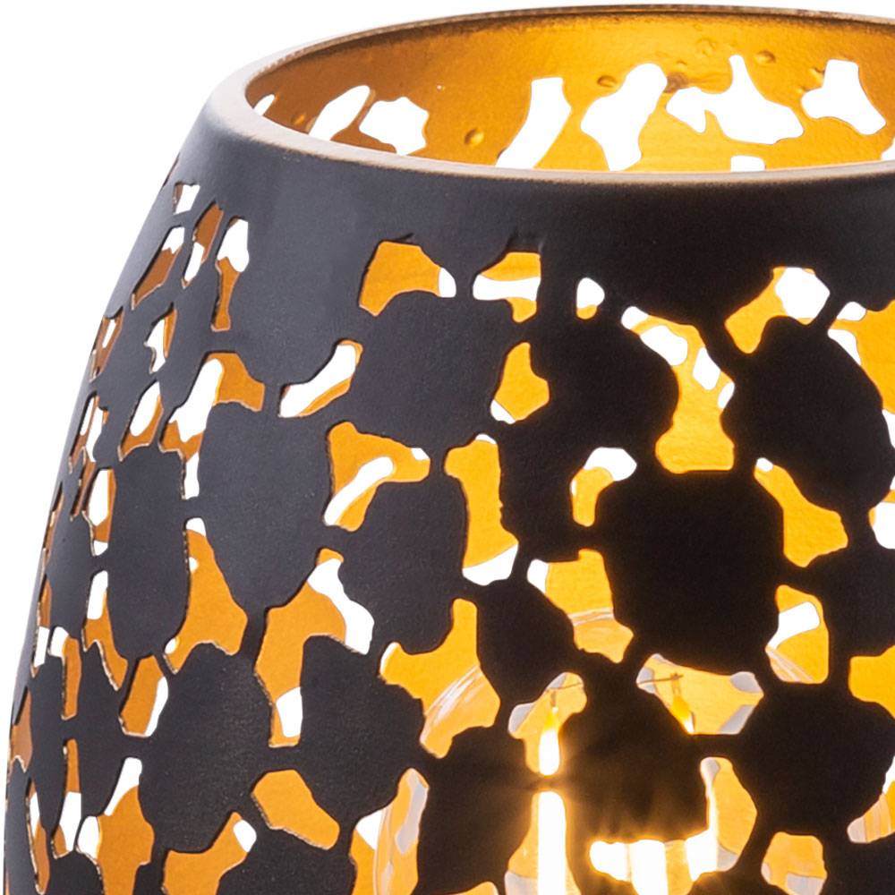 Nacht Schreib Tisch Leuchte schwarz gold Dekor Stanzungen Design Lese Lampe