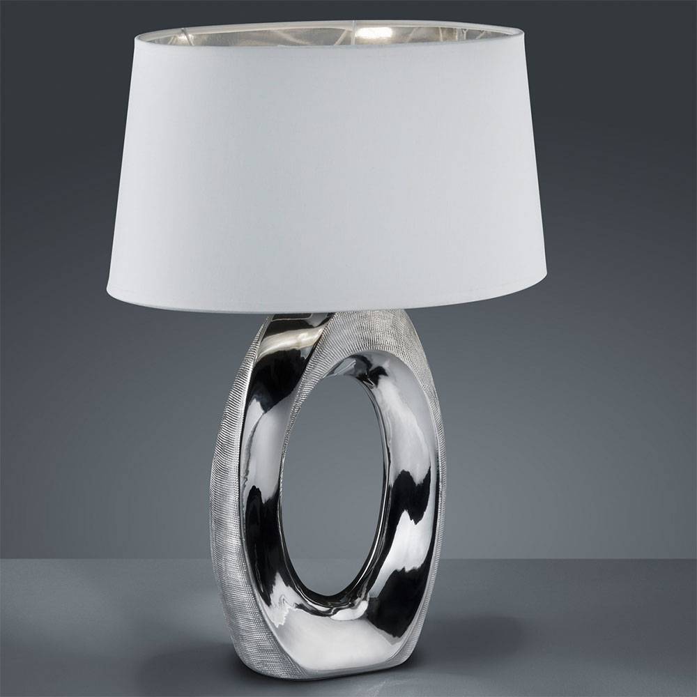 Design Tisch Leuchte Wohn Zimmer Lese Lampe Textil silber weiß