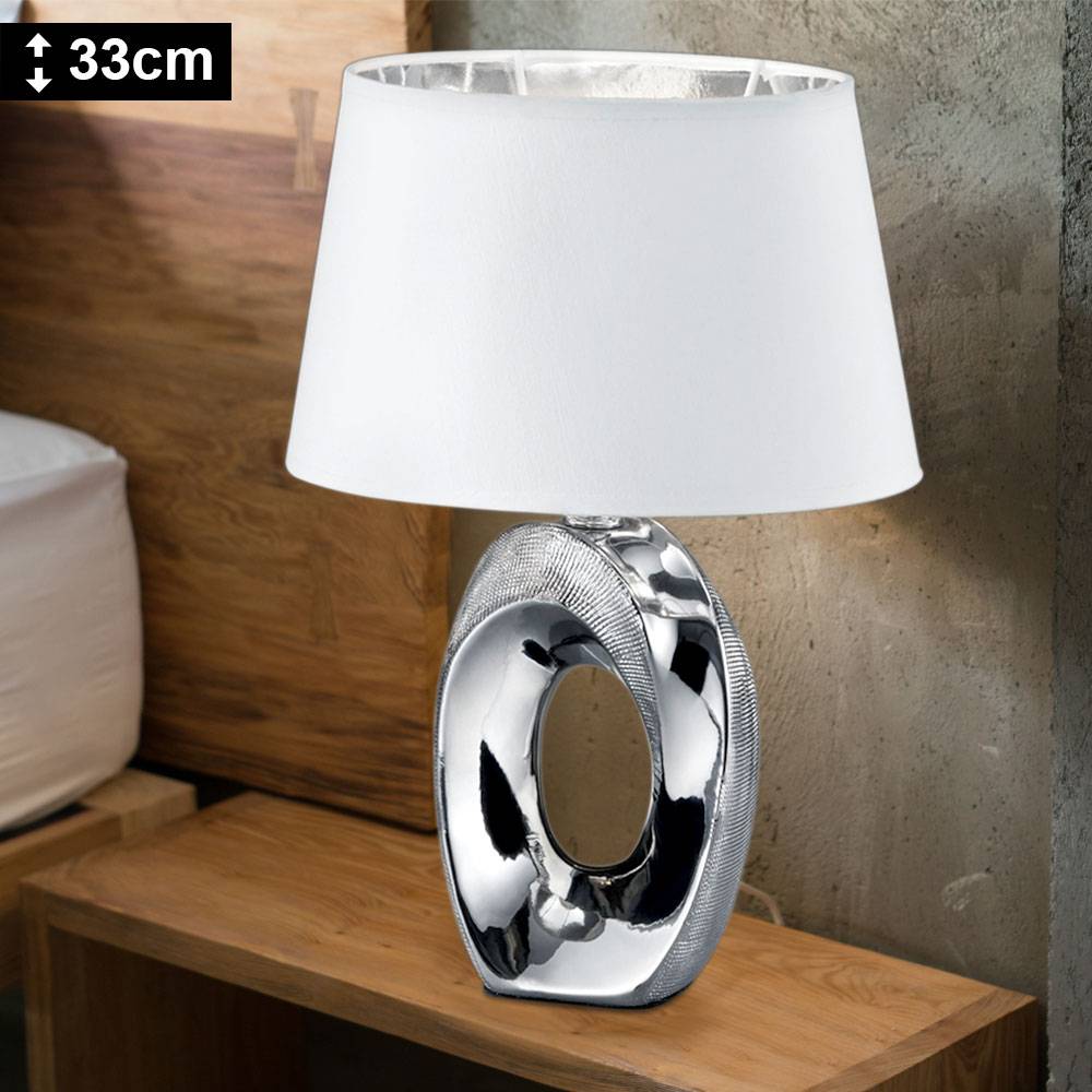 Design Nacht Schreib Tisch Leuchte silber-weiß Schlaf Zimmer Lese Lampe