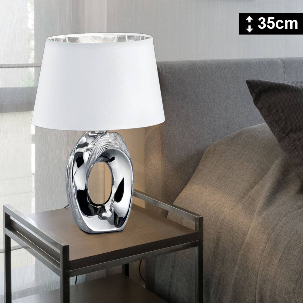 Design Nacht Schreib Tisch Leuchte silber-weiß Schlaf Zimmer Lese Lampe