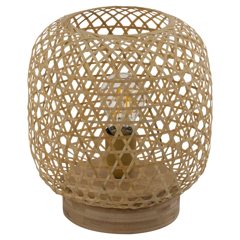 Bambus Tisch Lampe natur Wohn Ess Zimmer Beleuchtung Geflecht Leuchte