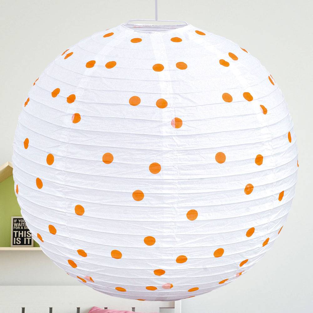 Design Pendel Leuchte Kugel gepunktet weiß orange Hänge Lampe Beleuchtung