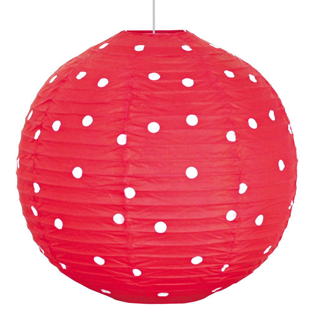 Design Decken Pendel Lampe rot weiß gepunktet Kinder Zimmer Beleuchtung Kugel Hänge Lampe